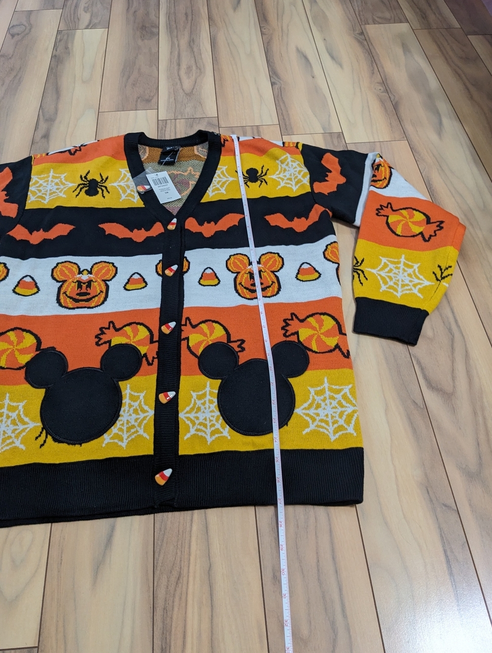 NWT! Her Universe X Disney Halloween Icons Striped Candy Corn Cardigan Sweater S - Picture 7 of 13
